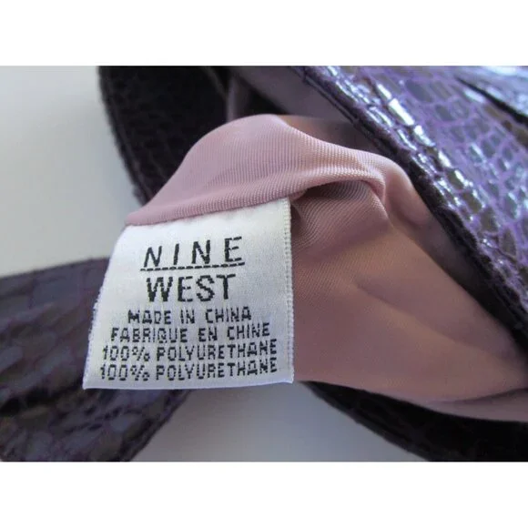 Nine West Clutch Purse -Purple Faux Snakeskin Leather with Bow -New without tags - Picture 10 of 16